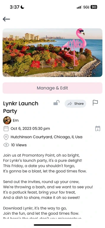 Original Lynkr app screen before the Live Time rebrand, view 2